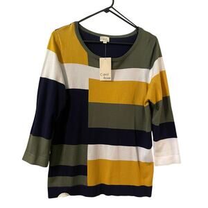 NWT Size XL Carol Rose Color Block Striped Pullover Sweater